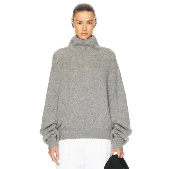 KHAITE Morris Cashmere Sweater in Granite Grey - Picture 3 of 6